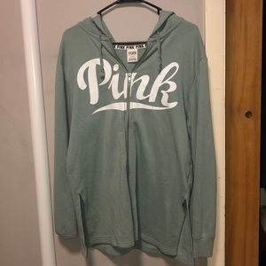 PINK green zip up sweatshirt